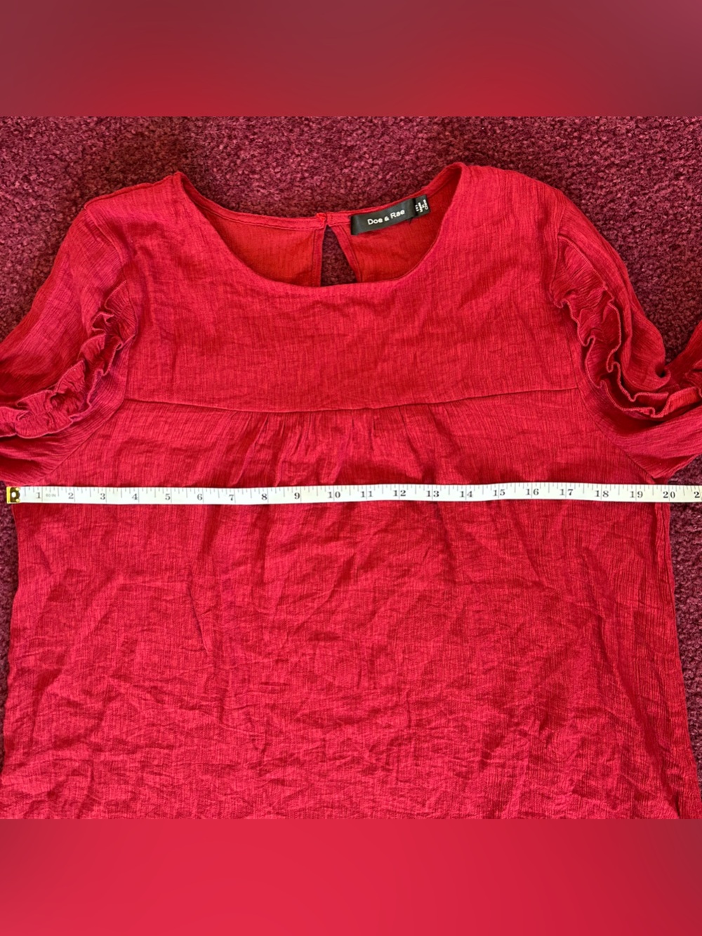 Doe & Rae Red Ruffle-Trim Long Sleeve Top - Picture 6 of 8